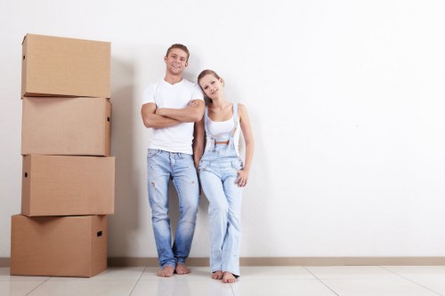 Boxes and belongings organized in a Teddington storage space