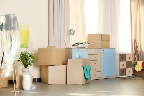 Long-term storage unit in Teddington with neatly stacked boxes