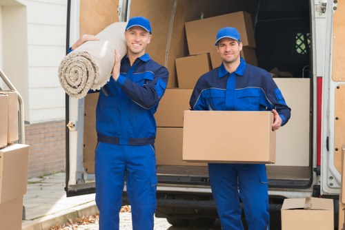 Neatly packed storage unit with boxes and furniture